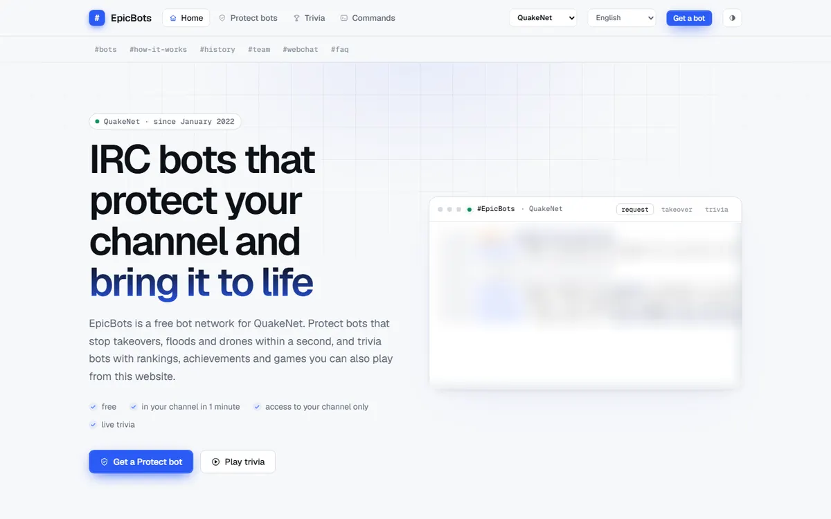 EpicBots home page